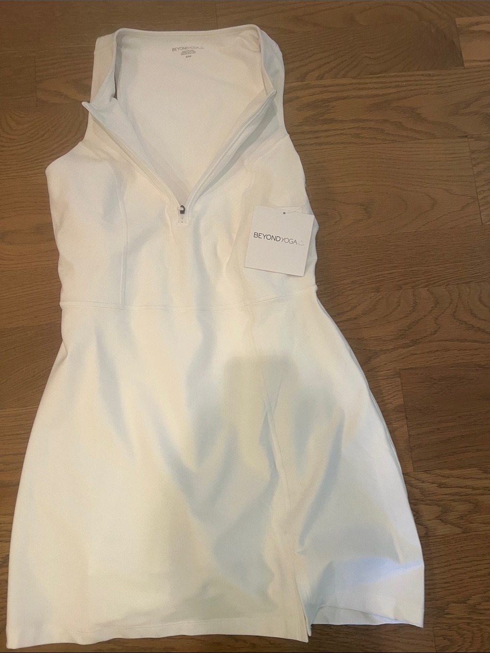 Beyond Yoga White Sleeveless Zip Dress